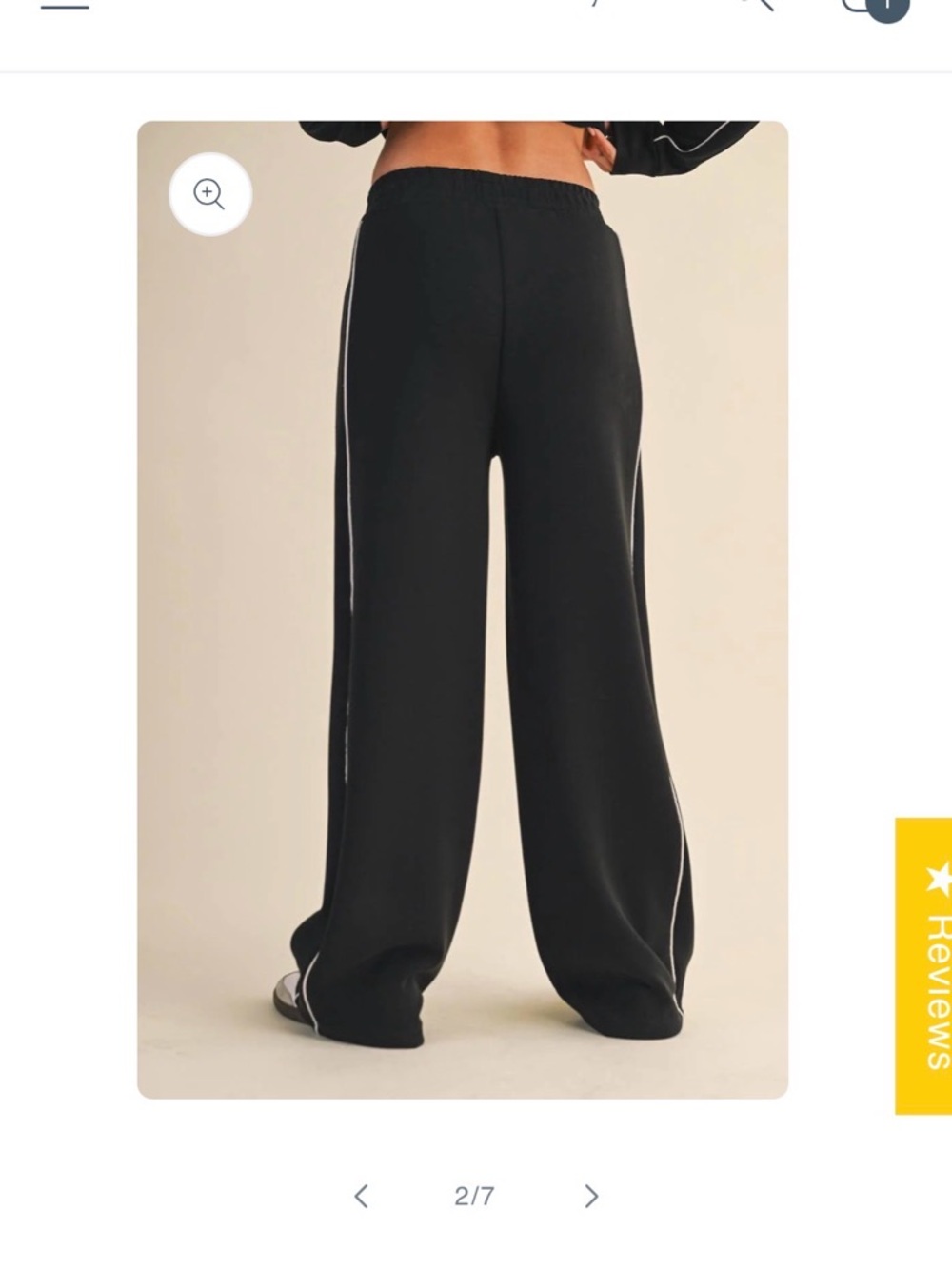 Black Wide-Leg Track Pants with Contrast Piping - Picture 2 of 5